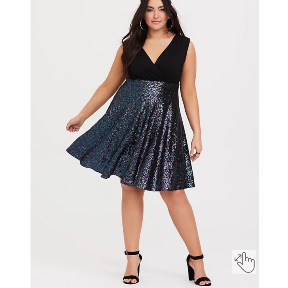 Torrid Special Occasion Black Sequin Skater Dress Size 20